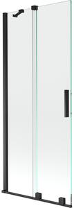 Mexen Velar parawan nawannowy 2-skrzydłowy rozsuwany 80 x 150 cm, transparent, czarny - 896-080-000-01-70