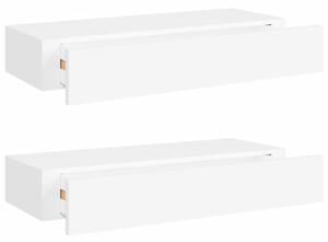 Półki ścienne z szufladą, 2 szt., białe, 60 x 23,5 x 10 cm, MDF