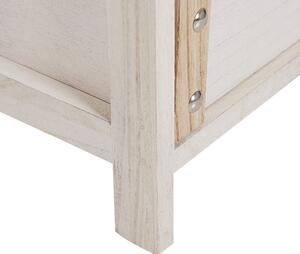 Szafka nocna kremowa z jasnym drewnem eklektyczna różne elementy 3 szuflady Lobis Beliani