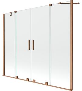 Mexen Velar Duo parawan nawannowy 2-skrzydłowy rozsuwany 200 x 150 cm, transparent, miedź szczotkowana - 896-200-000-02-65
