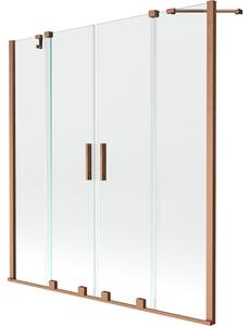 Mexen Velar Duo parawan nawannowy 2-skrzydłowy rozsuwany 160 x 150 cm, transparent, miedź szczotkowana - 896-160-000-02-65