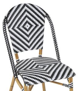Zestaw 4 krzeseł ogrodowych z technorattanu i aluminium czarno-biały Rifreddo Beliani