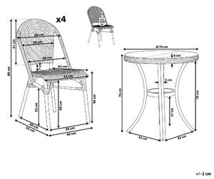 Zestaw ogrodowy z technorattanu stół i 4 krzesła czarno-biały Rifreddo Beliani
