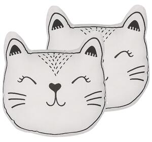 Zestaw 2 poduszek dla dzieci kot maskotka czarno-biały Cennaj Beliani