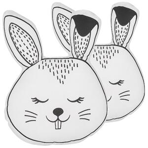 Zestaw 2 poduszek dla dzieci królik maskotka czarno-biały Kanpur Beliani