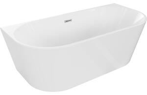 Mexen Oval wanna wolnostojąca przyścienna 150 x 75 cm, biała, przelew chrom - 52671507500-01