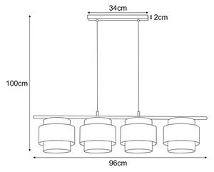 Lampa wisząca ze sznurka jutowego z 4 abażurami - A527 C4-A50