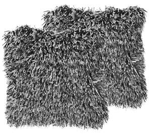 Zestaw 2 poduszek dekoracyjnych poszewki z wypełnieniem 45x45 cm czarno białe Cide Beliani