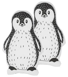 Zestaw 2 poduszek dla dzieci pingwin maskotka czarno-biały Hajdarabad Beliani