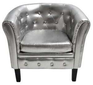 Fotel, srebrny, sztuczna skóra