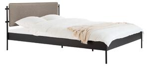 Czarne stalowe tapicerowane łóżko dwuosobowe ze stelażem 180x200 cm Eton Basic – noo.ma