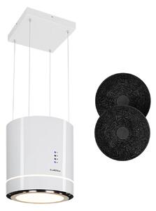 Klarstein Tron Ambience, okap kuchenny wyspowy, pochłaniacz, Ø 38 cm, 540 m³/h, LED, kolor biały