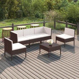 Zestaw Mebli Ogrodowych Komplet Wypoczynkowy Z Poduszkami 6-Częściowy Brązowy Rattan Na Taras Balkon Ogród