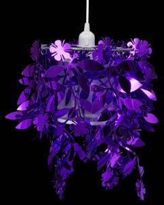 Lampa wisząca z abażurem w kształcie liści 21,5 x 30 cm purpurowa