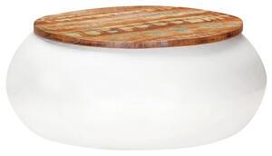 Stolik kawowy, biały, 68 x 68 x 30 cm, lite drewno z odzysku