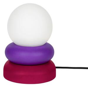 Czerwona/fioletowa lampa stołowa z litego drewna ze szklanym kloszem (wysokość 24 cm) Otem – noo.ma