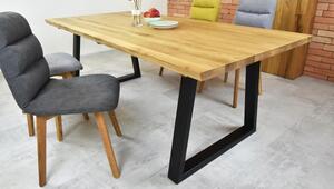 Luksusowy stół z litego drewna - czarne stalowe nogi, Torino 200 x 100 cm