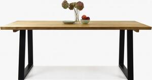 Luksusowy stół z litego drewna - czarne stalowe nogi, Torino 180 x 90 cm