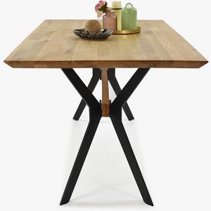 Stół jadalniany DĄB lite drewno, metalowe nogi New YORK 160 x 90 cm