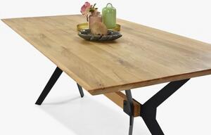 Stół jadalniany DĄB lite drewno, metalowe nogi New YORK 160 x 90 cm