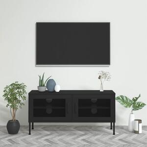 Szafka pod telewizor, czarna, 105x35x50 cm, stalowa