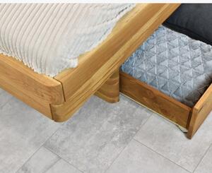 Dębowe łóżko tapicerowane wezgłowie szare, Dominika 160 x 200 cm