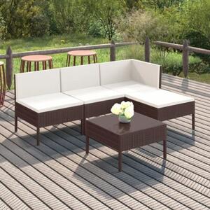 Zestaw Mebli Ogrodowych Komplet Wypoczynkowy Z Poduszkami 5-Częściowy Brązowy Rattan Na Taras Balkon Ogród