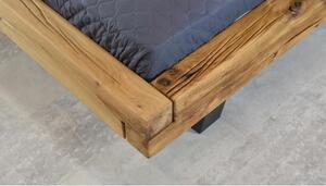 Nowoczesne łóżko z litego dębu z metalowymi nogami, Laura 160 x 200