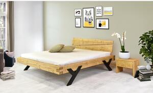 Łóżko designerskie z belek, nogi stalowe w kształcie litery Y, 180 x 200 cm