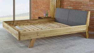 Łóżko z litego drewna - tapicerowane wezgłowie szare Marina 180 x 200 cm