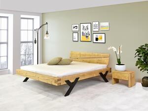 Łóżko designerskie z belek, nogi stalowe w kształcie litery Y, 160 x 200 cm