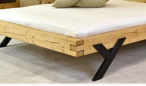 Łóżko designerskie z belek, nogi stalowe w kształcie litery Y, 180 x 200 cm