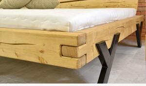 Łóżko designerskie z belek, nogi stalowe w kształcie litery Y, 160 x 200 cm