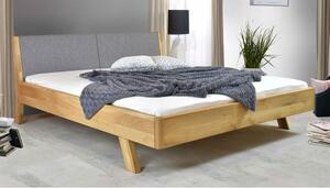 Łóżko z litego drewna - tapicerowane wezgłowie szare Marina 160 x 200 cm