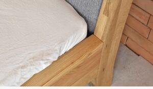 Łóżko z litego drewna - tapicerowane wezgłowie szare Marina 180 x 200 cm