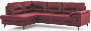 Sofa narożna - czerwona skóra naturalna, na nóżkach, narożnik Spectre po lewej stronie