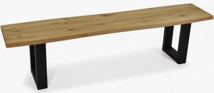 Ławka dębowa bez oparcia z metalowymi nogami, Emma 140 cm