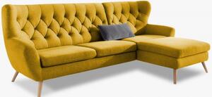 Sofa narożna - tkanina AquaClean, żółty Wzór skandynawski VOSS
