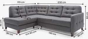 Skandynawska sofa narożna na nóżkach, model ELIO
