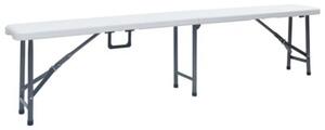 Składany stół ogrodowy z 2 ławkami, 180 cm, stal i hdpe, biały