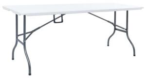 Składany stół ogrodowy z 2 ławkami, 180 cm, stal i hdpe, biały