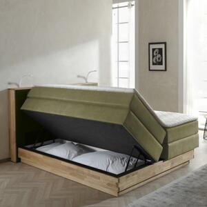 Łóżko Boxspring ze schowkiem, Moneta 160 zielone