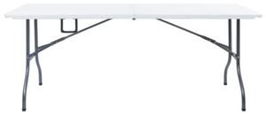 Składany stół ogrodowy z 2 ławkami, 180 cm, stal i hdpe, biały