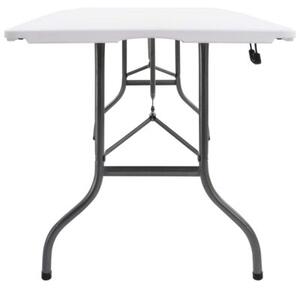 Składany stół ogrodowy z 2 ławkami, 180 cm, stal i hdpe, biały