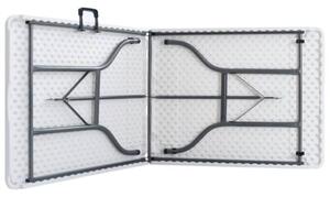 Składany stół ogrodowy z 2 ławkami, 180 cm, stal i hdpe, biały