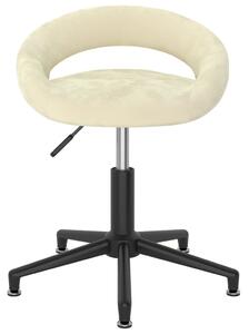 Obrotowe krzesło stołowe, kremowe, obite aksamitem