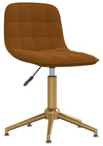 Krzesło biurowe, brązowe, obite aksamitem