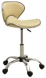 Krzesło biurowe, kremowe, obite sztuczną skórą