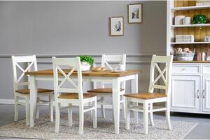 Drewniany stół do jadalni Provenance biały, brąz 140 x 80 cm, Lille