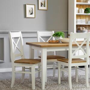 Drewniany stół do jadalni Provenance biały, brąz 140 x 80 cm, Lille